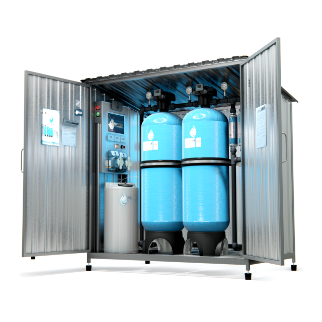 Custom water treatment plants in closed steel cabinet